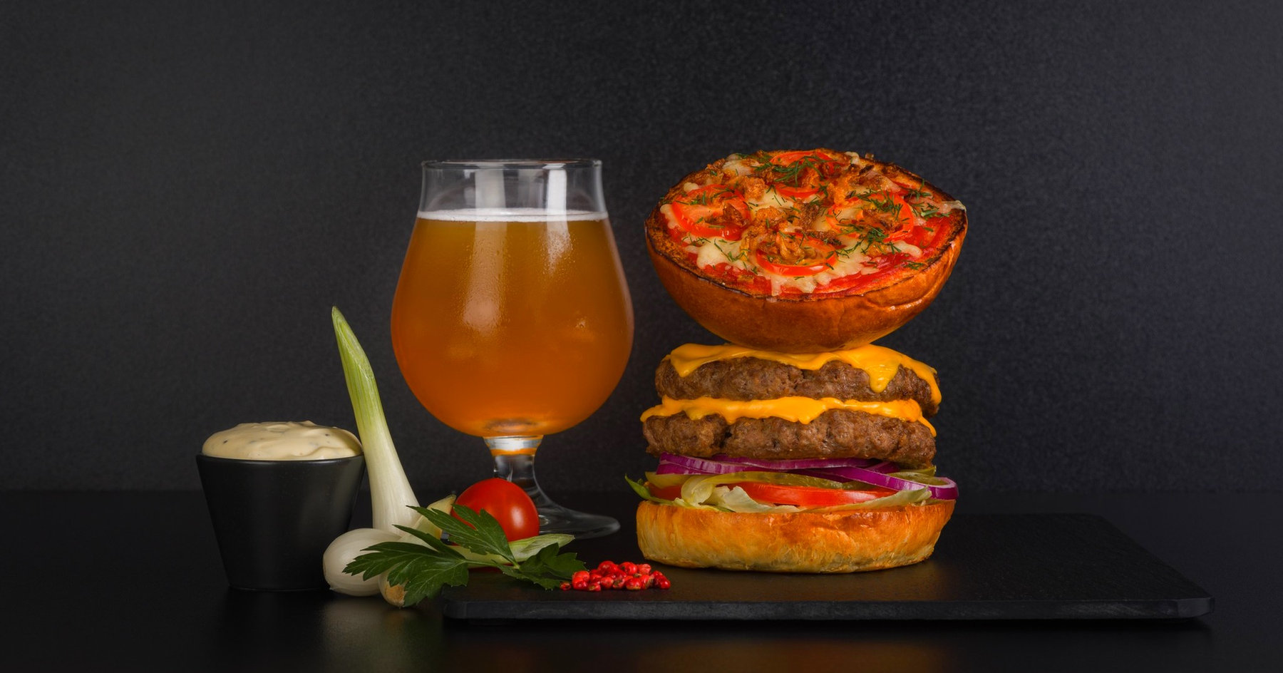 OSTREET burger with a drink